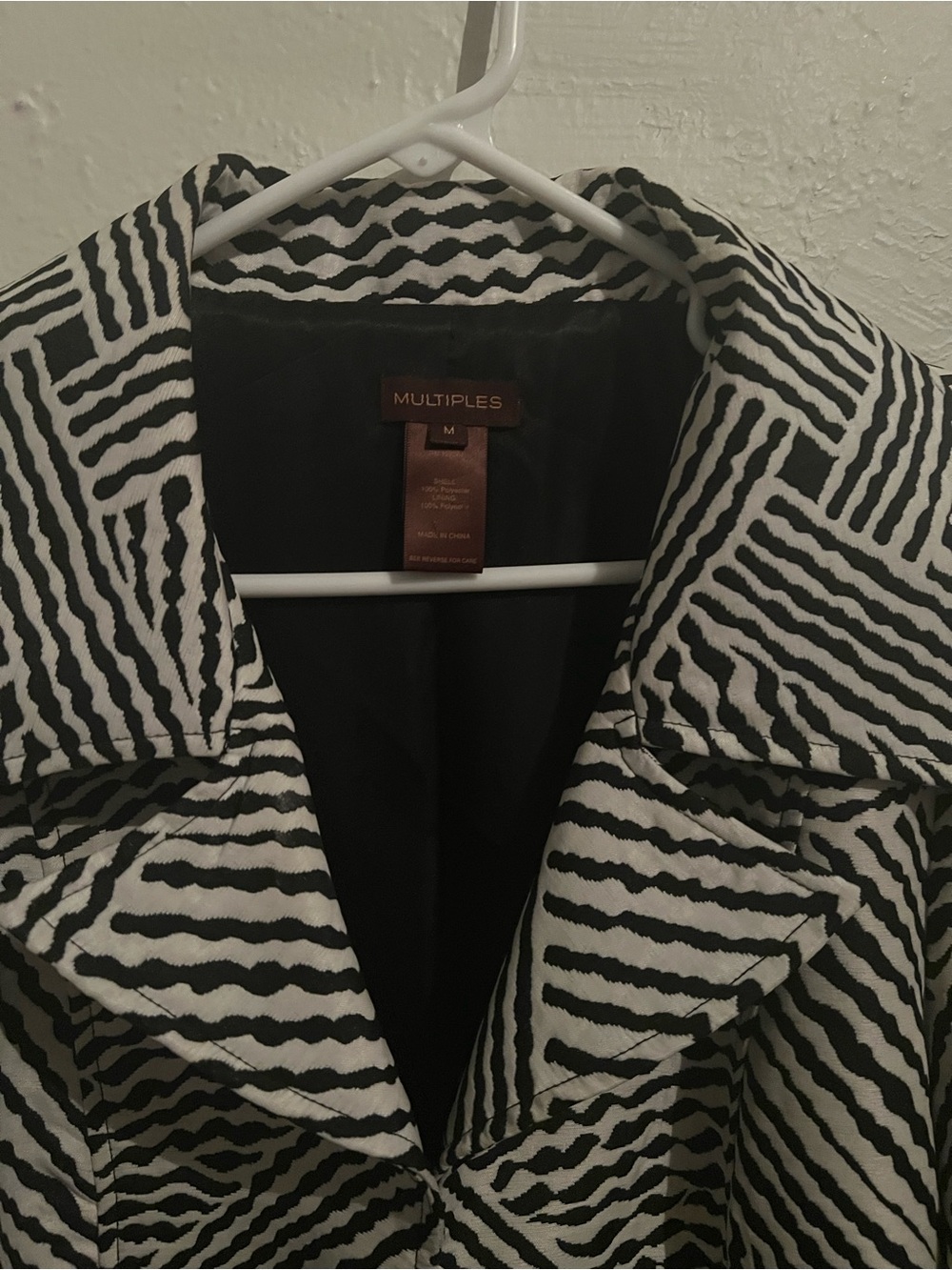 Multiples Black & White Zebra-Striped Trench Coat